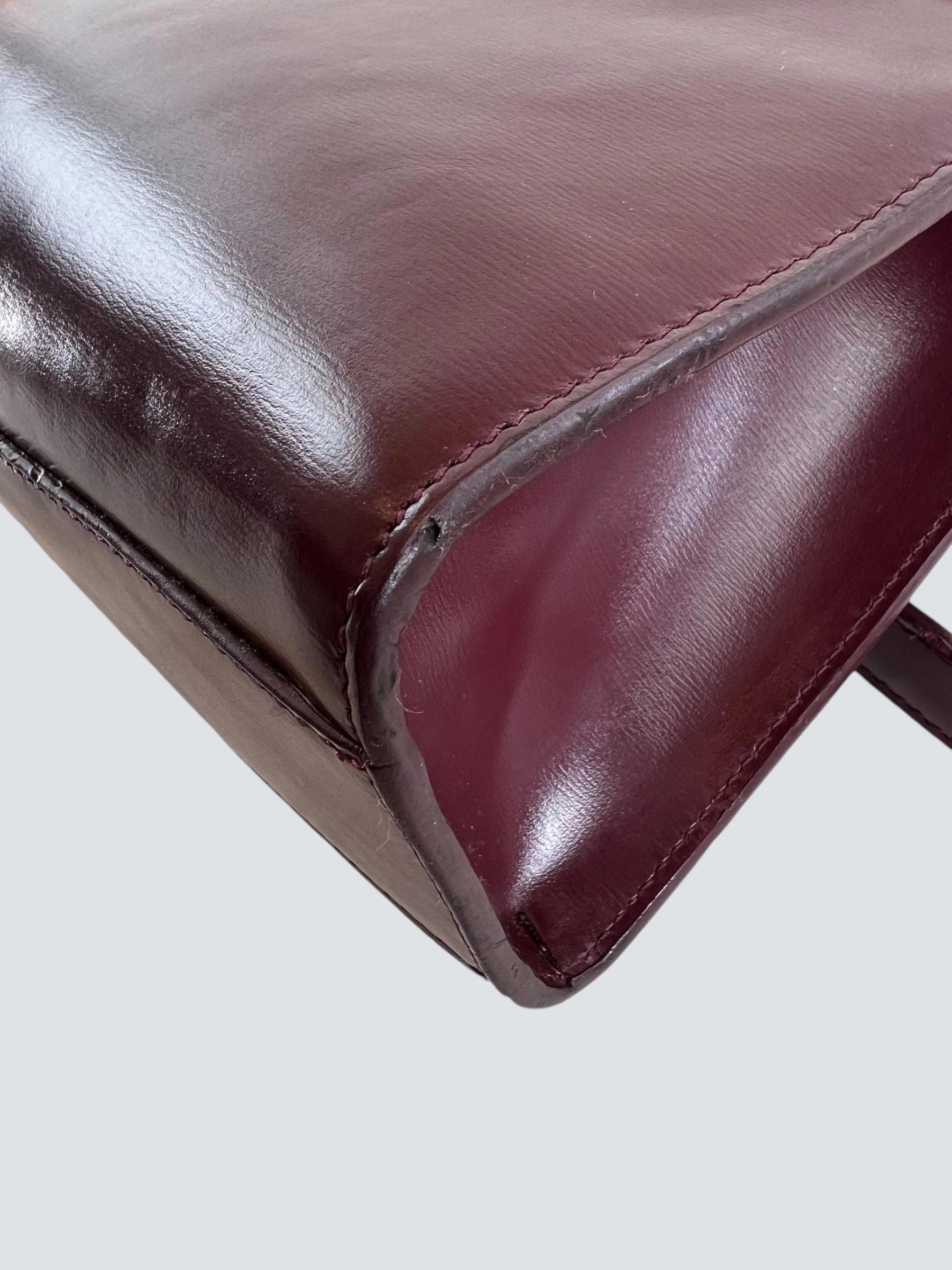 Saint Laurent Small Burgundy Leather Manhattan Box Bag