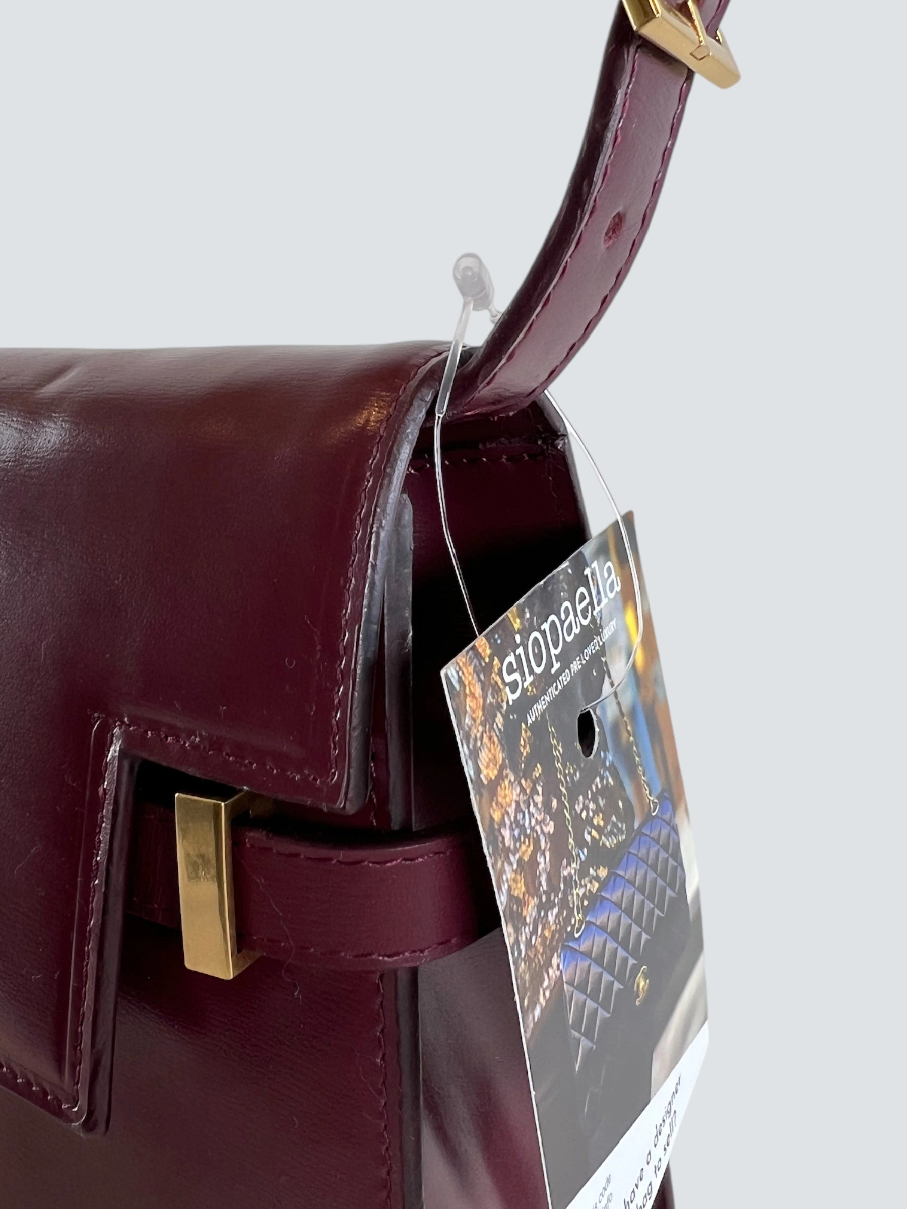 Saint Laurent Small Burgundy Leather Manhattan Box Bag