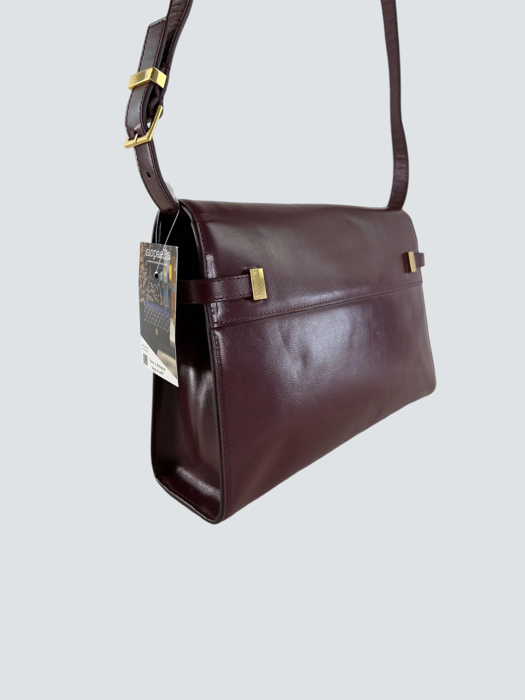 Saint Laurent Small Burgundy Leather Manhattan Box Bag
