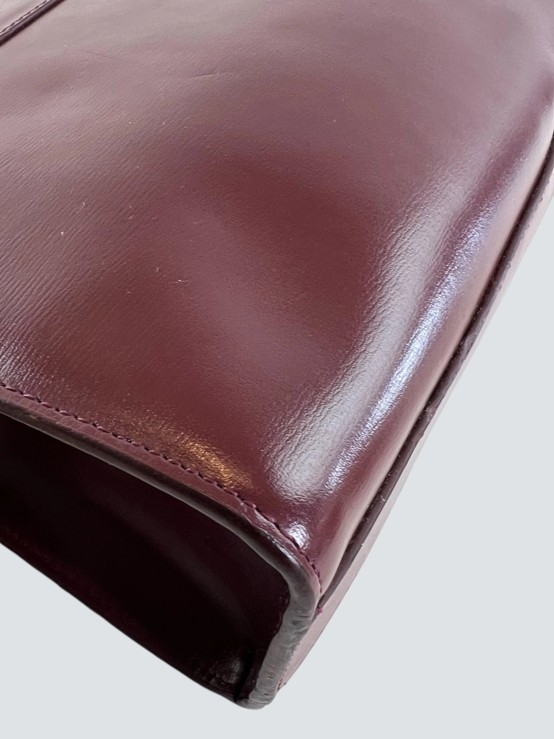 Saint Laurent Small Burgundy Leather Manhattan Box Bag