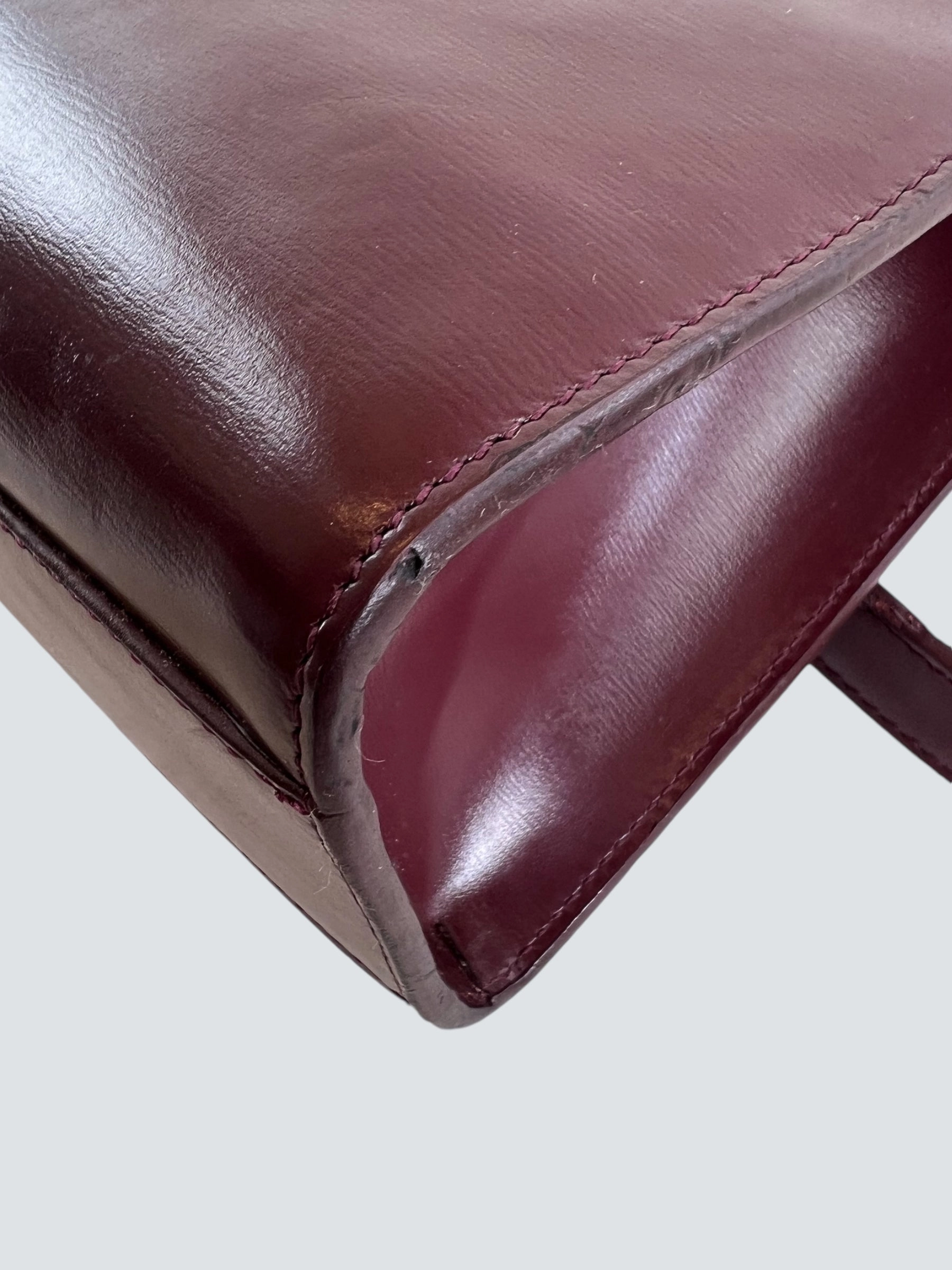 Saint Laurent Small Burgundy Leather Manhattan Box Bag