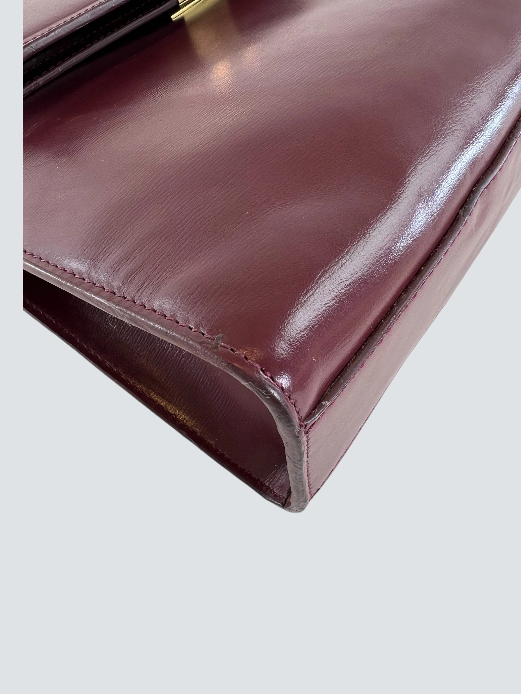 Saint Laurent Small Burgundy Leather Manhattan Box Bag
