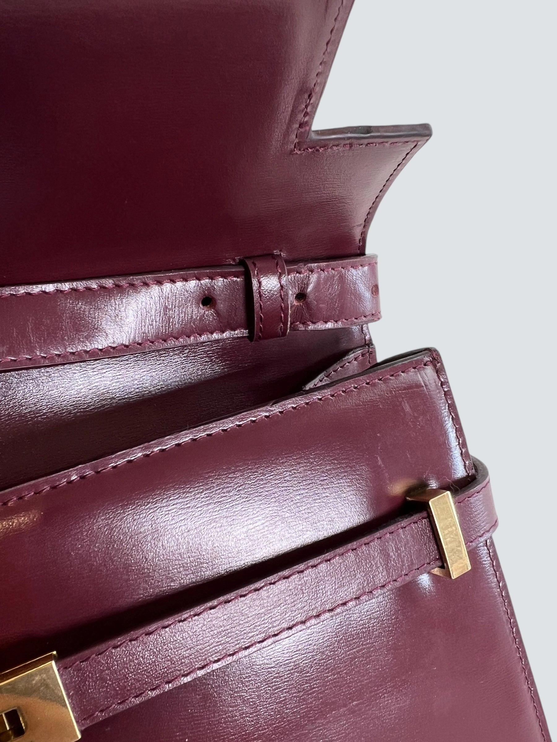 Saint Laurent Small Burgundy Leather Manhattan Box Bag