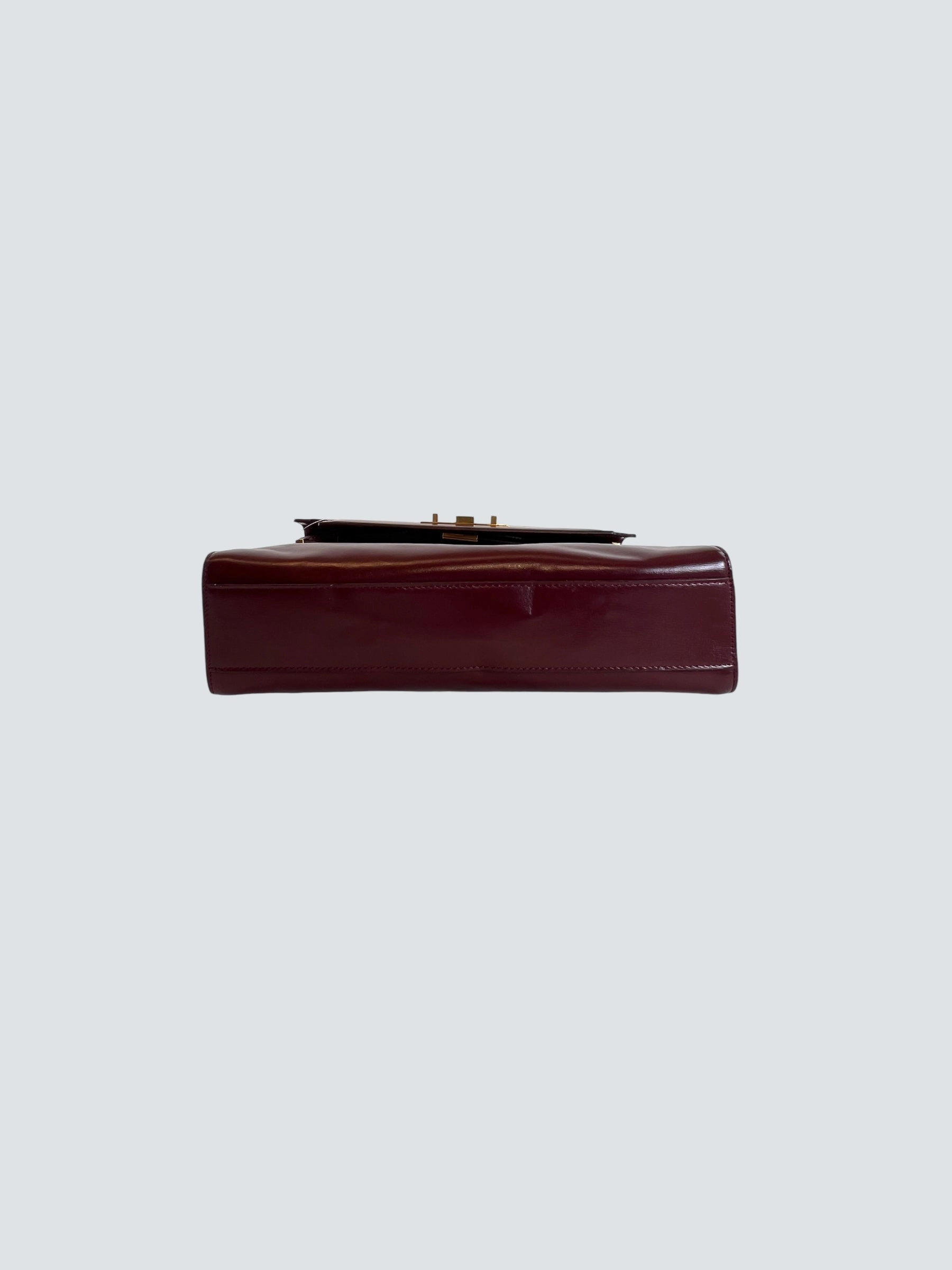 Saint Laurent Small Burgundy Leather Manhattan Box Bag