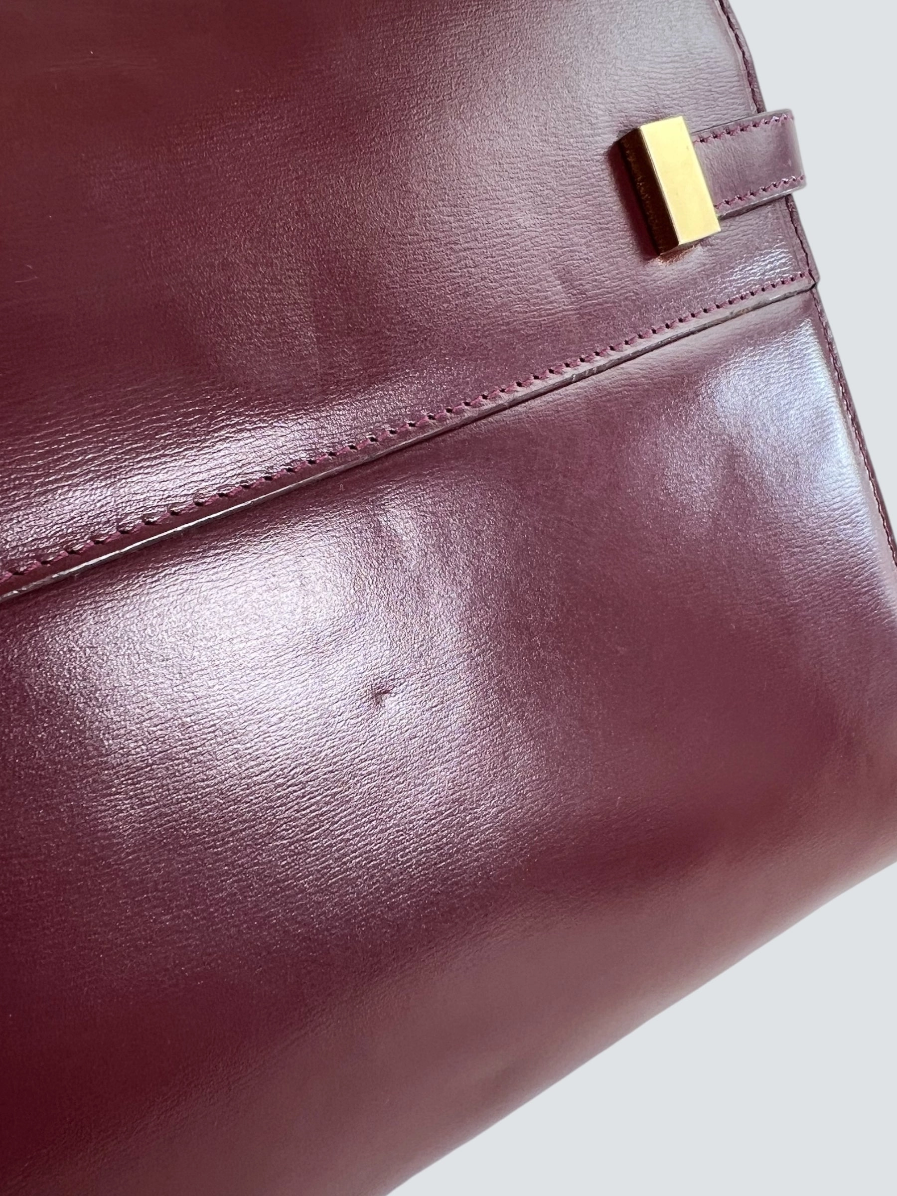 Saint Laurent Small Burgundy Leather Manhattan Box Bag