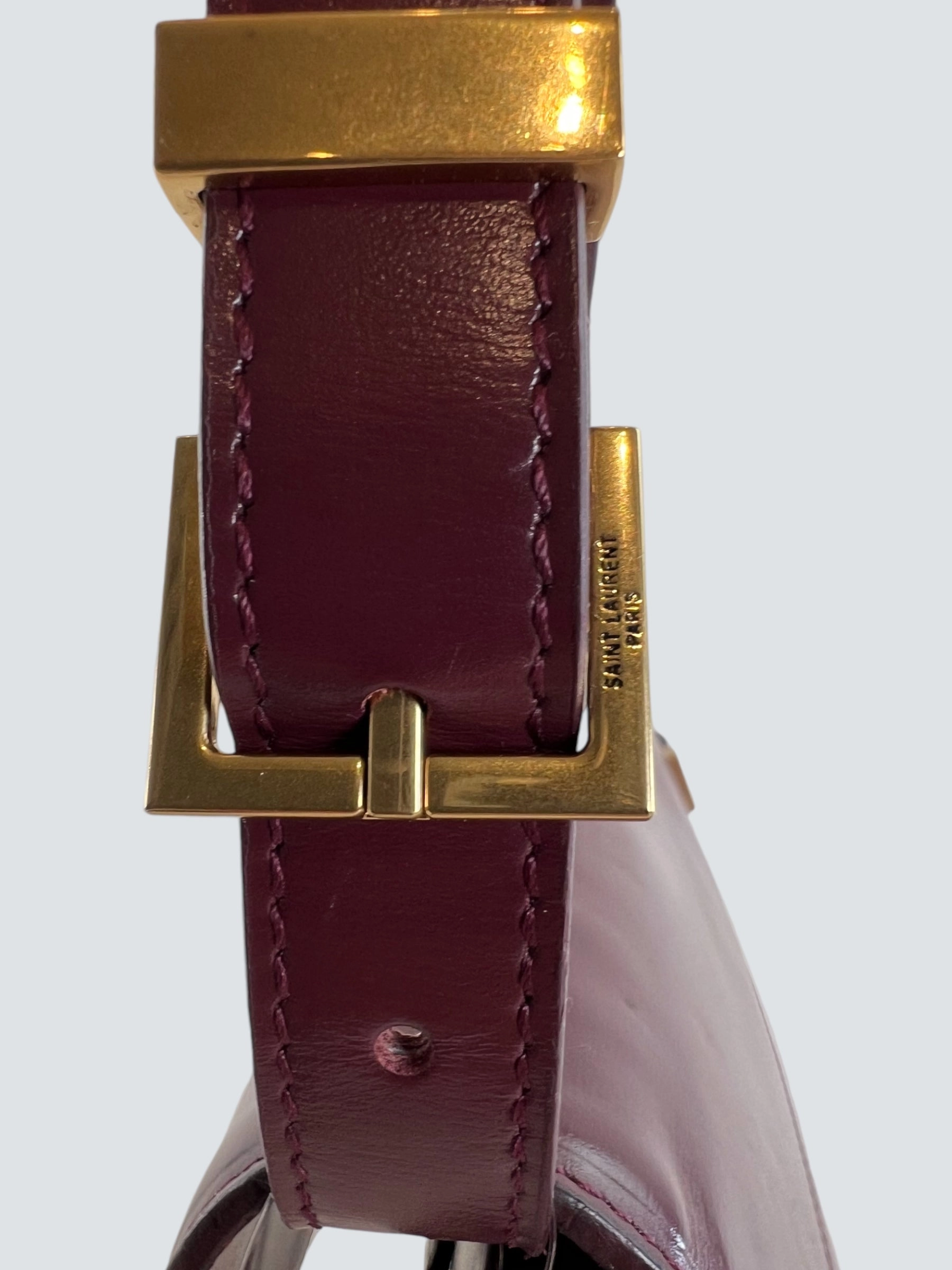 Saint Laurent Small Burgundy Leather Manhattan Box Bag