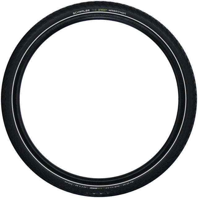 Schwalbe Green Marathon Tire - 26 x 1.25, Clincher, Wire, Black/Reflective, Performance Line, GreenGuard, TwinSkin, Addix