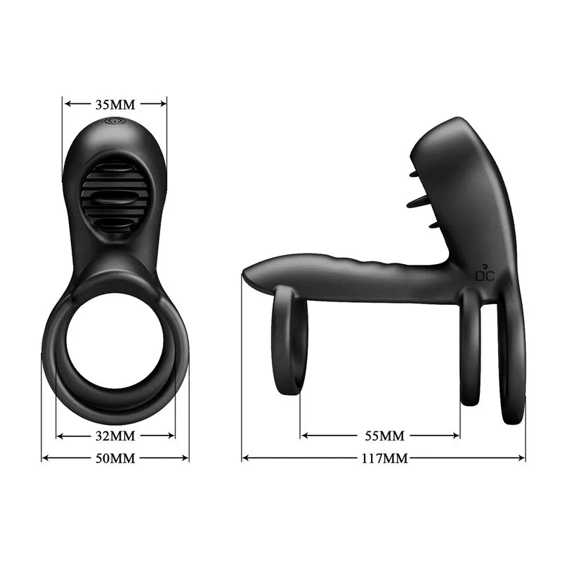 Silicone Cock Ring Vibrating Penis Sleeve Double Motors