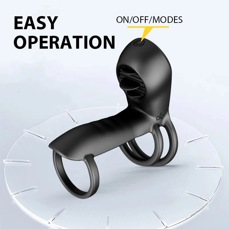 Silicone Cock Ring Vibrating Penis Sleeve Double Motors