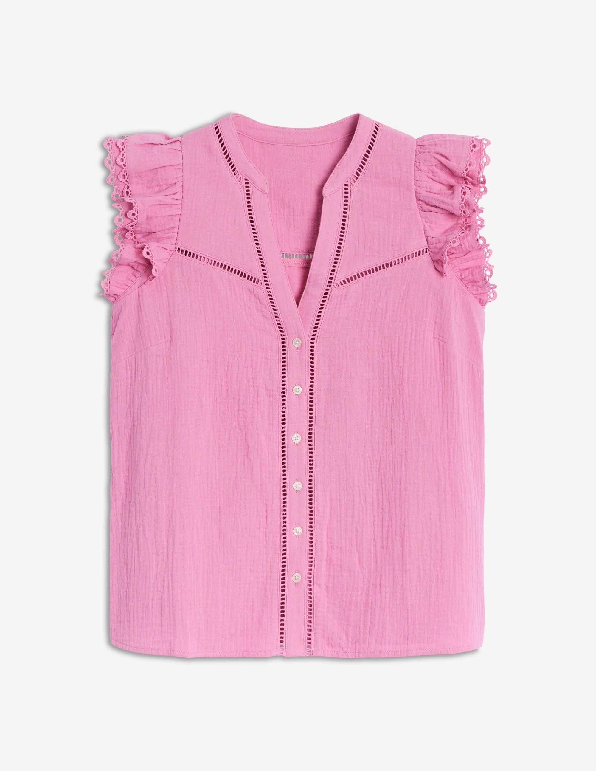Sleeveless Double Cloth Top-Meadowsweet Pink
