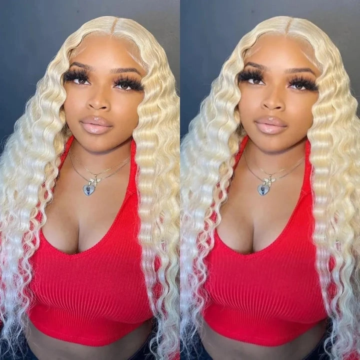 Tuneful 613 Blonde 13x4 13x6 Transparent Lace Front Human Hair Wigs Brazilian Deep Wave Frontal Wigs 210% Density