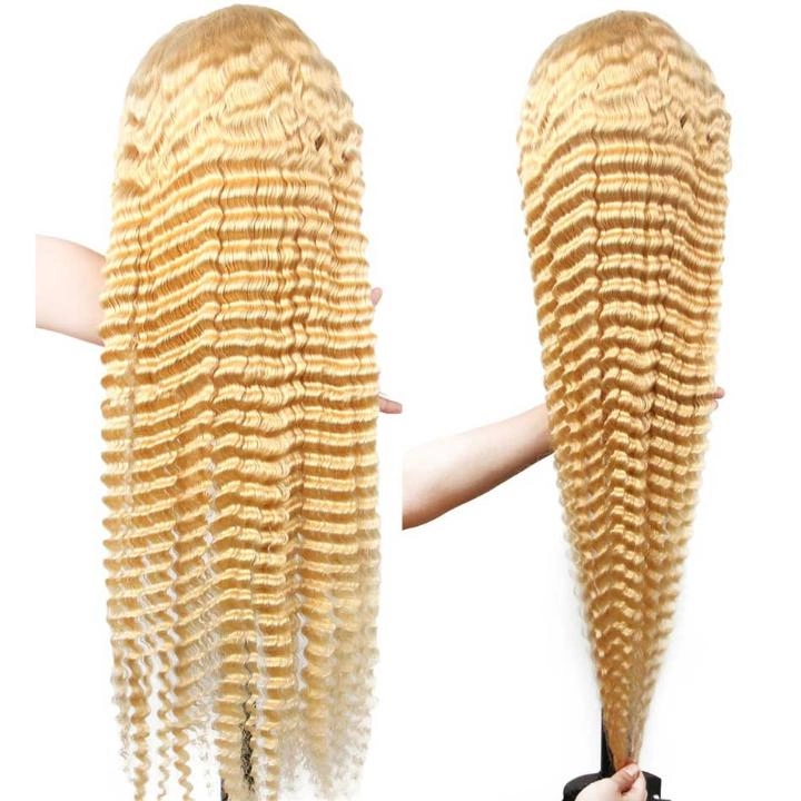 Tuneful 613 Blonde 13x4 13x6 Transparent Lace Front Human Hair Wigs Brazilian Deep Wave Frontal Wigs 210% Density