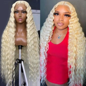Tuneful 613 Blonde 13x4 13x6 Transparent Lace Front Human Hair Wigs Brazilian Deep Wave Frontal Wigs 210% Density
