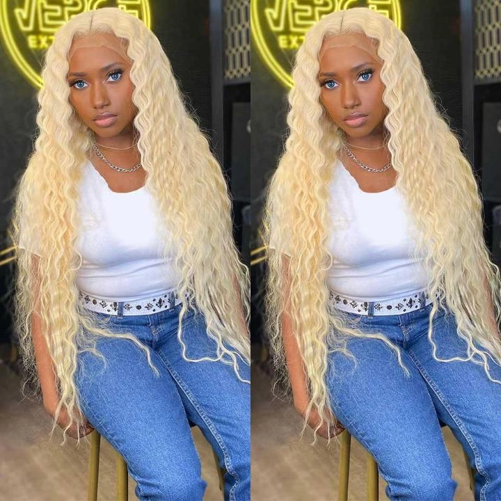 Tuneful 613 Blonde 13x4 13x6 Transparent Lace Front Human Hair Wigs Brazilian Deep Wave Frontal Wigs 210% Density