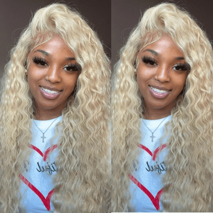 Tuneful 613 Blonde 13x4 13x6 Transparent Lace Front Human Hair Wigs Brazilian Deep Wave Frontal Wigs 210% Density