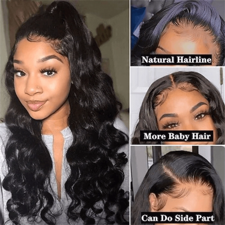 Tuneful Body Wave 13x6 Transparent Lace Frontal Human Hair 180% Density Wigs Bogo Deal