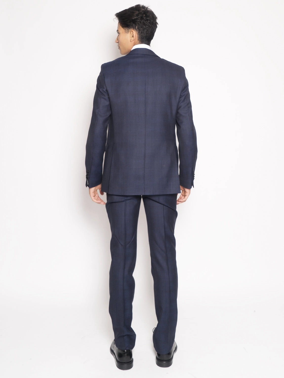 Window dress in cool Blue wool