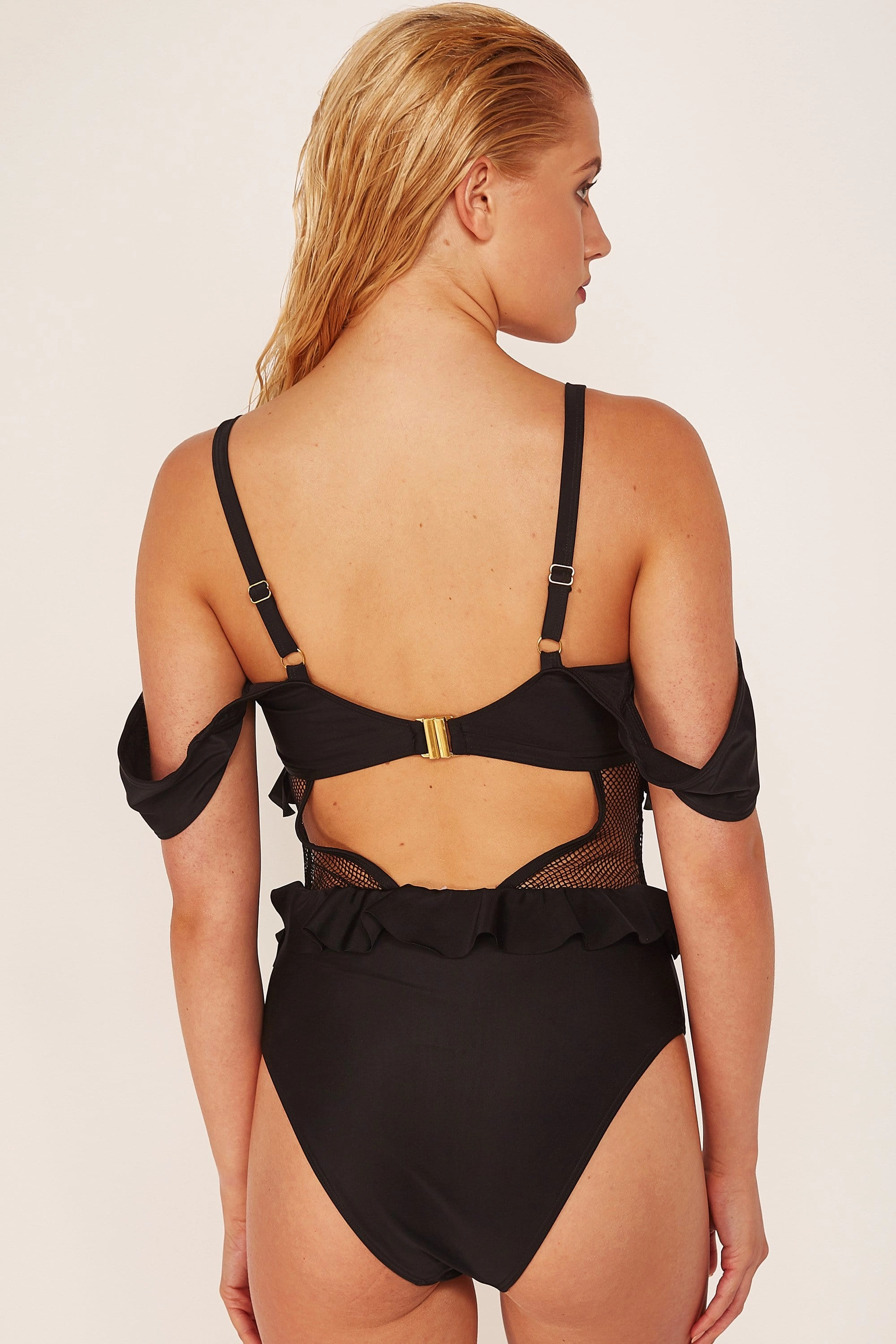 Wolf & Whistle Black Lace Up Swimsuit
