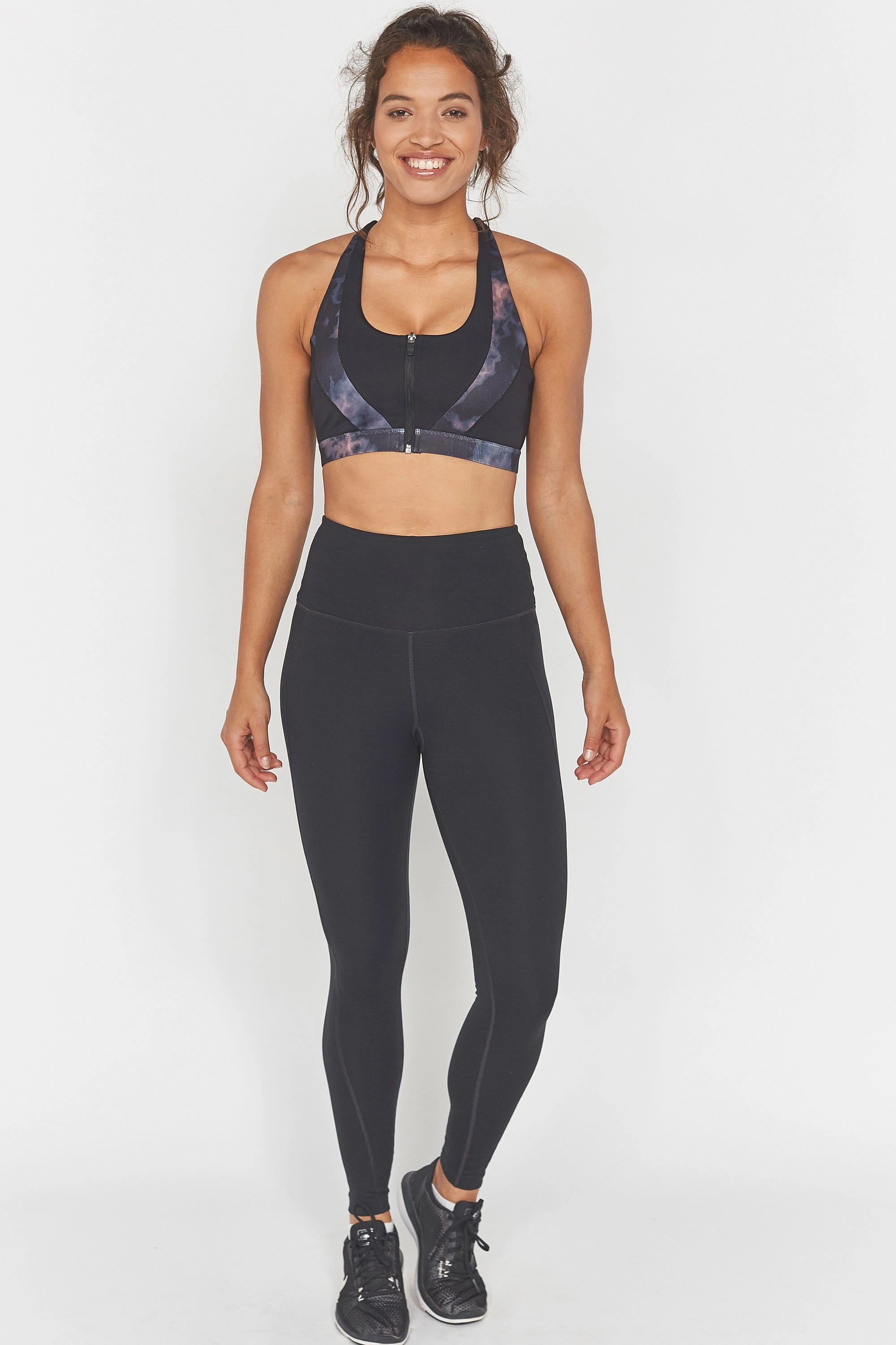 Wolf & Whistle Dark Marble Zip Front Sports Bra