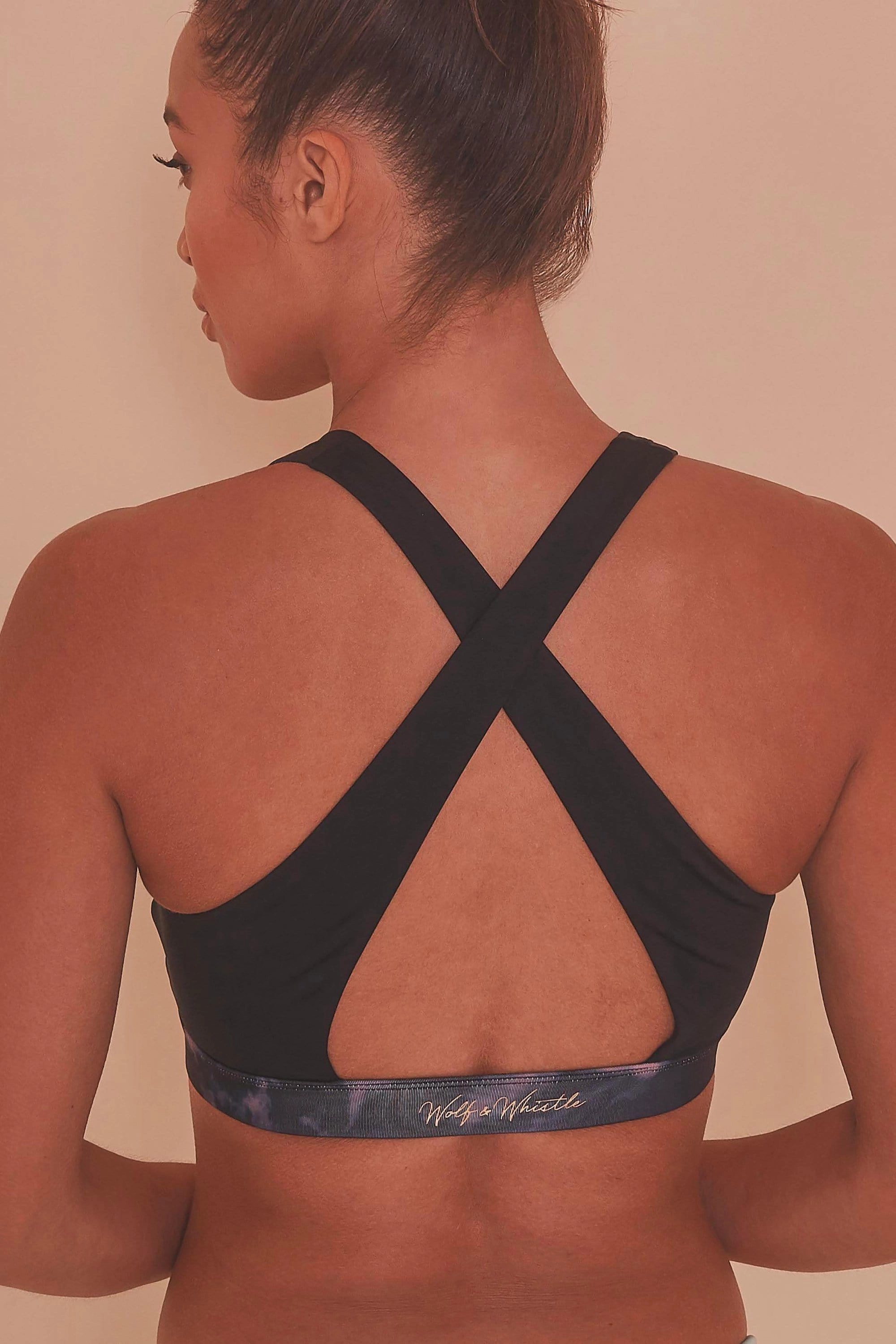 Wolf & Whistle Dark Marble Zip Front Sports Bra