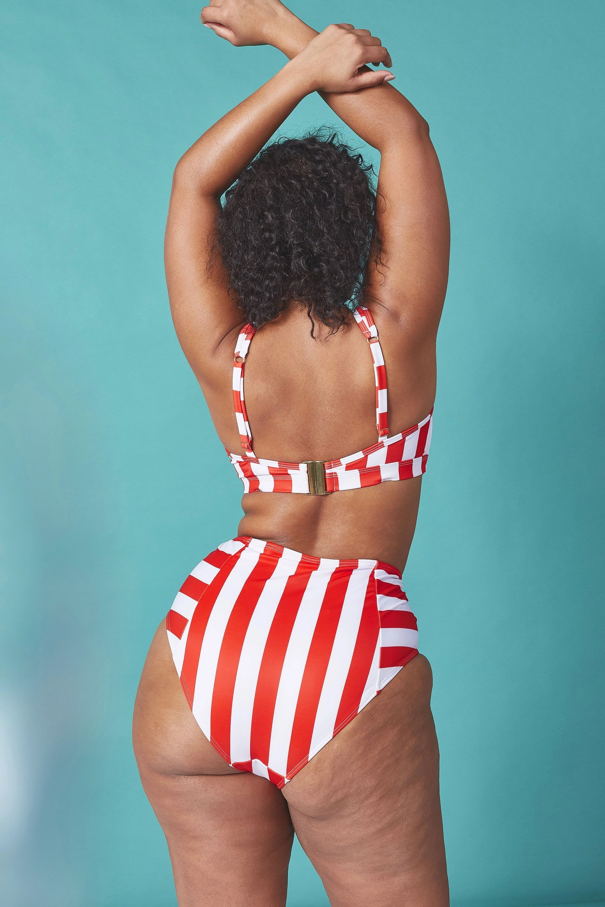 Wolf & Whistle Eco Stripe crop top red/white Curve