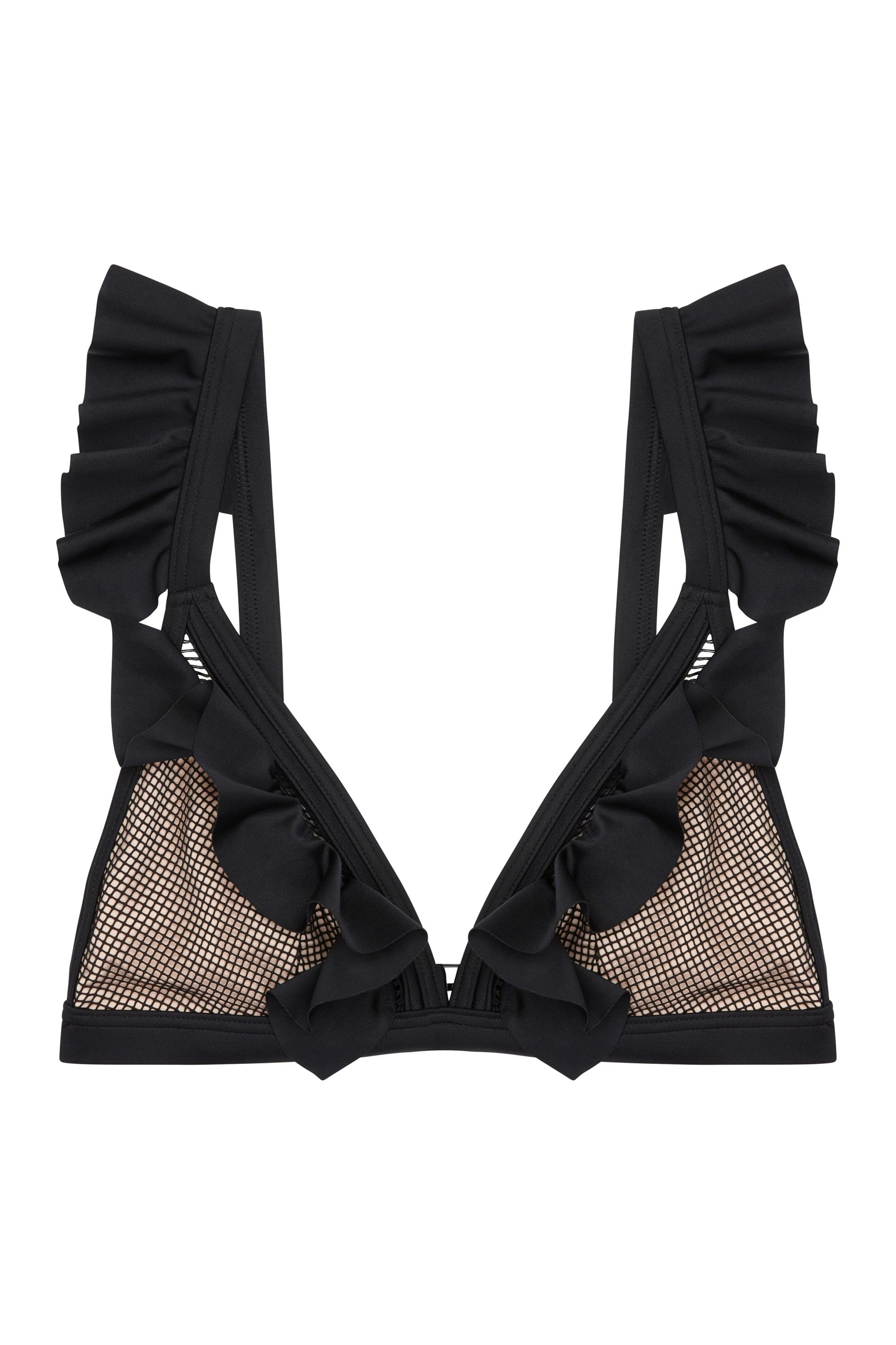 Wolf & Whistle Fishnet and frill Eco triangle top