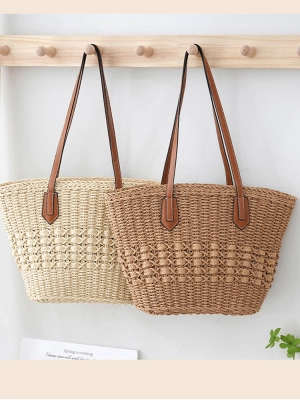 Women's Casual Fashion Beach Straw Tote Bag