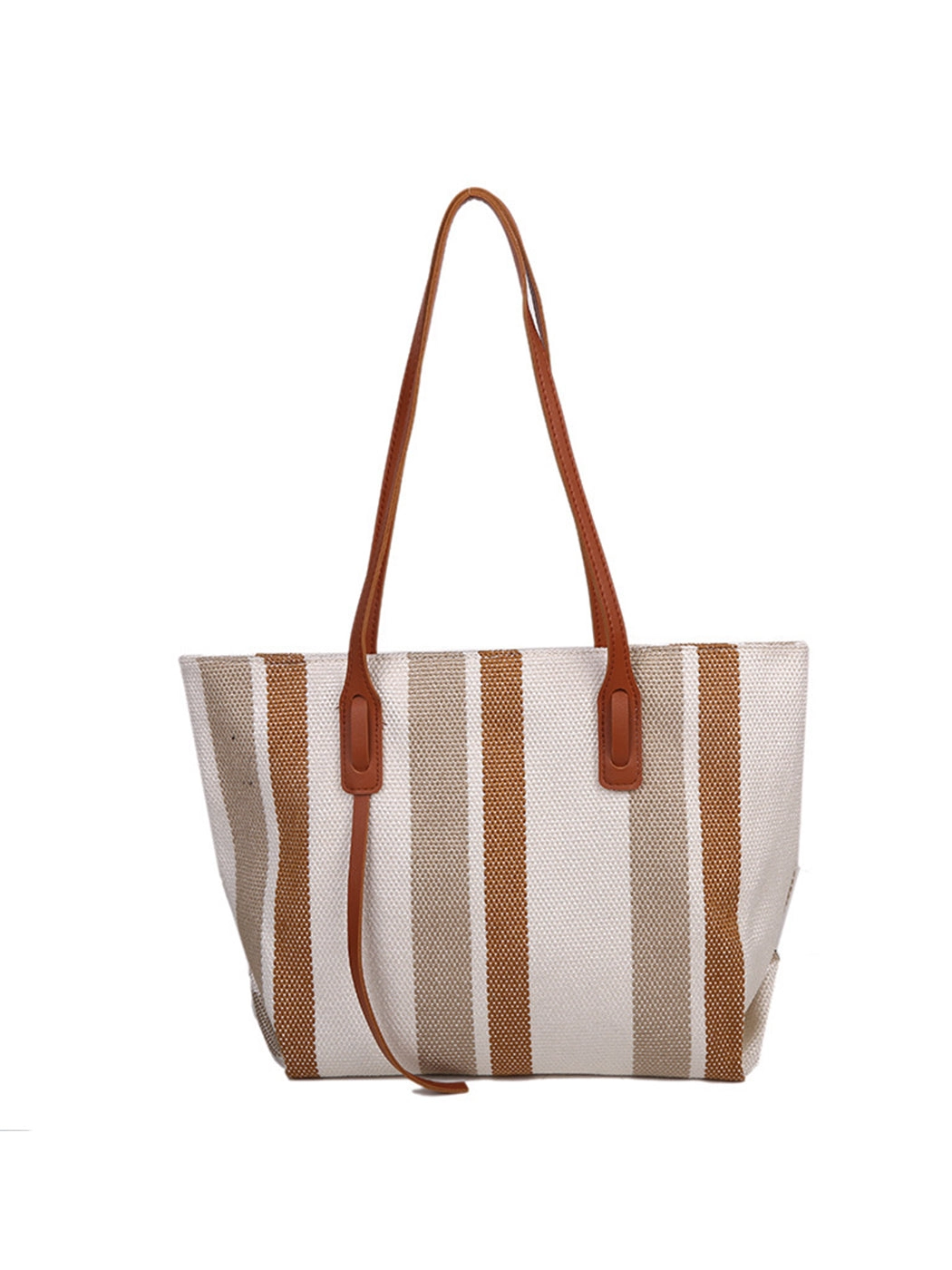Women's Minimalist Large Capacity Vertical Stripe Casual Tote Bag