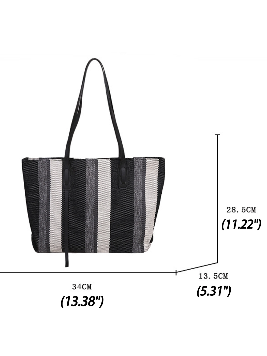 Women's Minimalist Large Capacity Vertical Stripe Casual Tote Bag