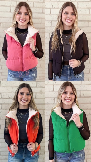 Woven Reversible Vest - Multiple Colors*