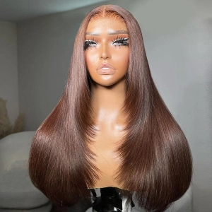 WOWANGEL Layered Cut #4 Dark Brown 13X6 HD Lace Front Wig Straight