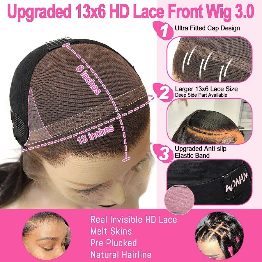 WOWANGEL Layered Cut #4 Dark Brown 13X6 HD Lace Front Wig Straight